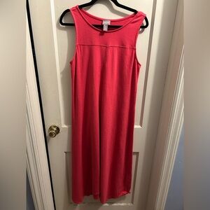 Chicos pink cotton modal midi dress stretch medium. (Chicos size 1)